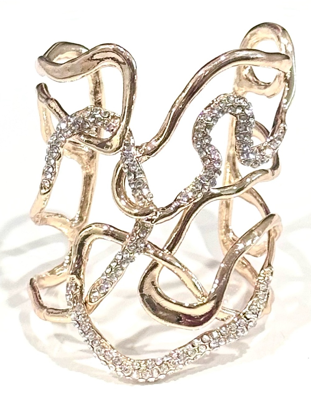 Alexis Bittar Solanales Intertwined Cuff Bracelet Gold and Crystal - Picture 2 of 5